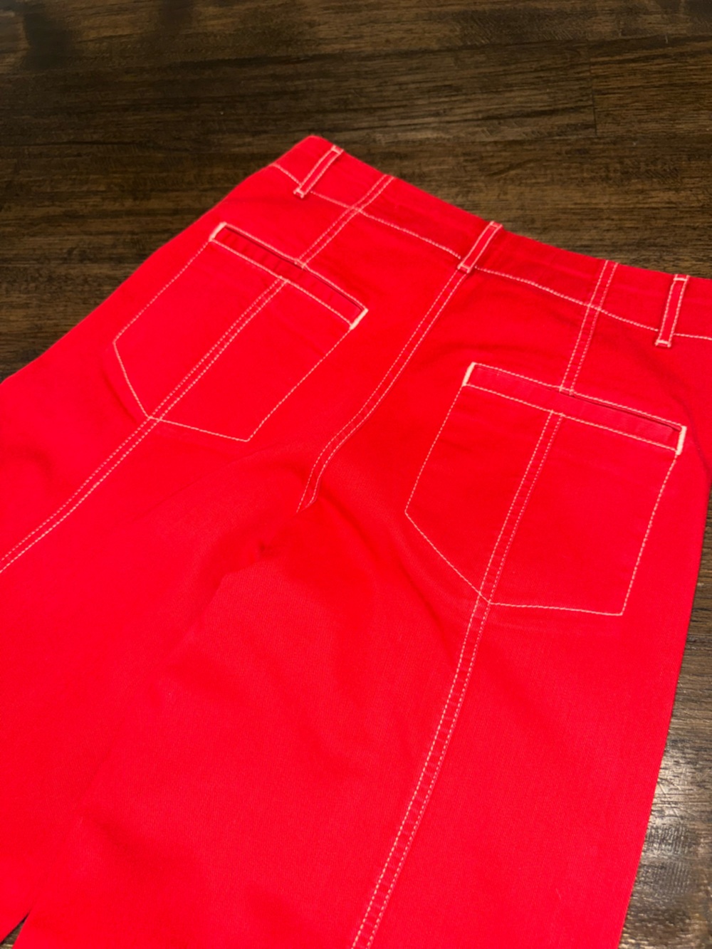 Anthropologie Maeve The Delaney Seamed Wide Leg Red Jeans - Picture 10 of 10